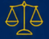 Gold scales of justice on blue background