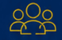 Three yellow user icons on blue background