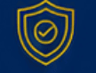 Gold shield with check mark on blue